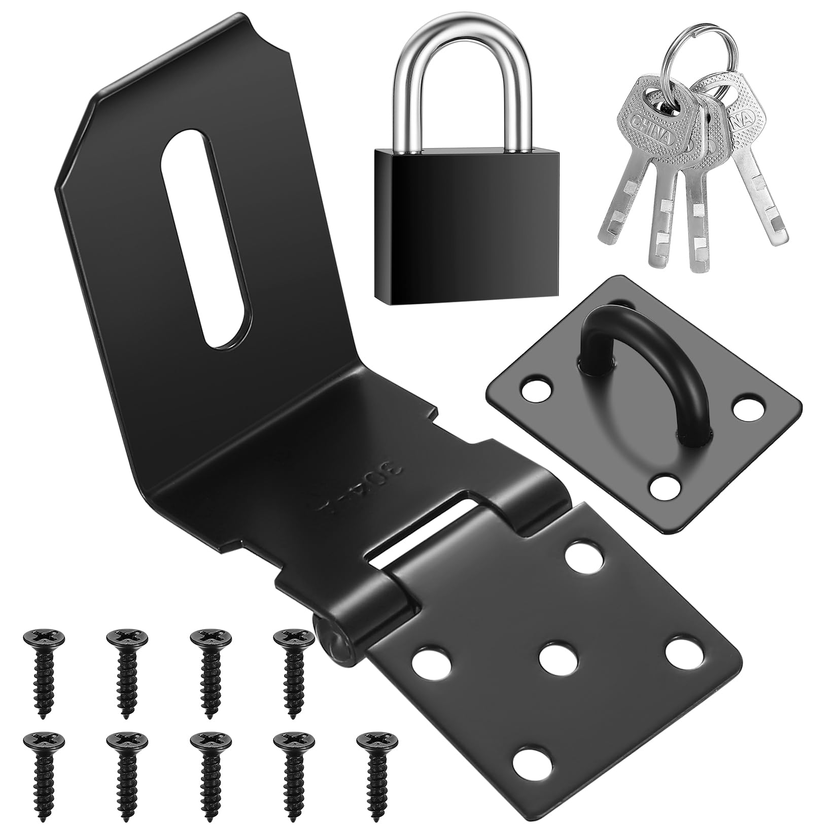 4 Inch 90 Degree Padlock Hasps, Stainless Steel Latch Lock Padlock