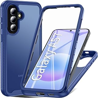Hensinple Handyhülle für Samsung A57 5g, A57 5g Handyhülle mit eingebautem Displayschutz, 360° Rundumschutz für Samsung A57 Hülle, matt stoßfeste Handyhülle für Galaxy A57, Transluzent Blau