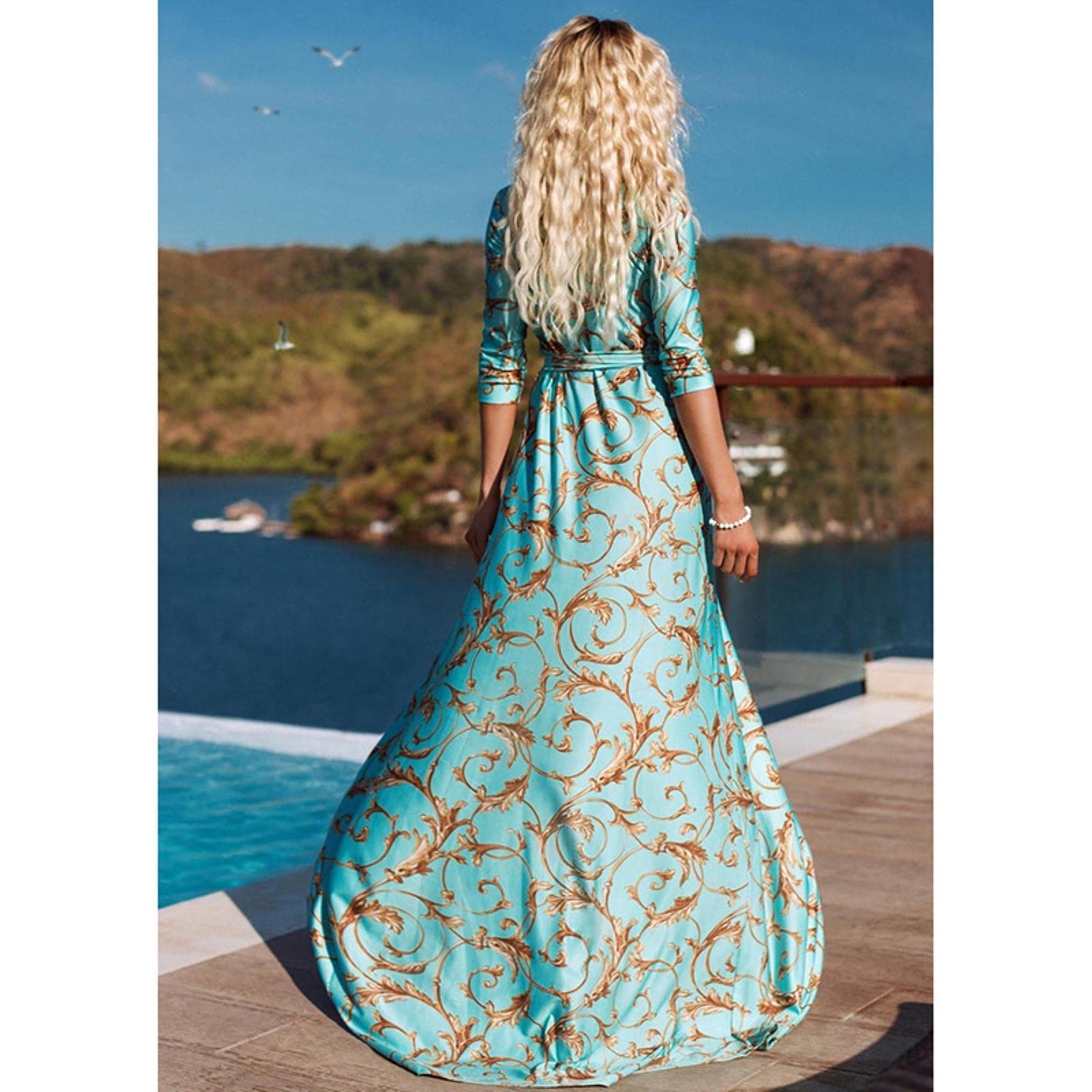 Vestito Boho Maxi Dress Dress Vestito Estivo per Le Donne A Lungo per Il Pavimento Abiti Split Dress Robe Femme