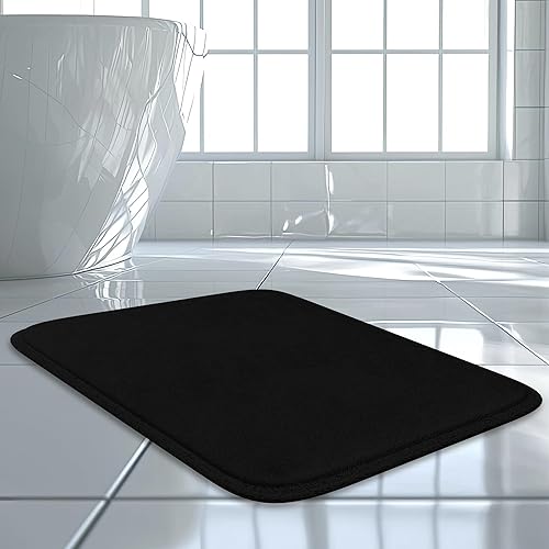 Miniatura 26 de Alfombra de baño de lujo – 1 pieza de tapete de baño con espuma viscoelástica, antideslizante y ultrasuave, altamente absorbente, fácil de limpiar -