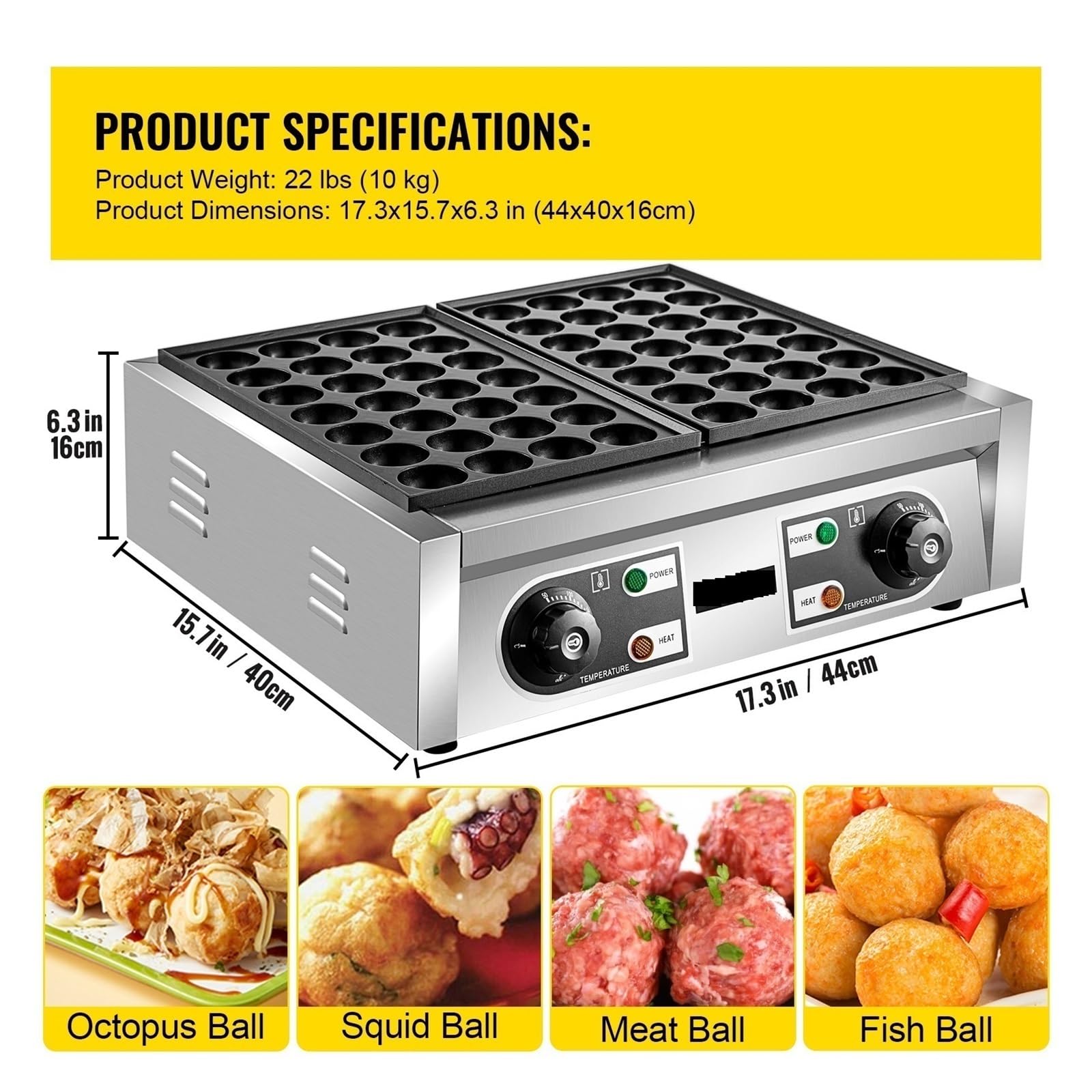 Elektrische kommerzielle Octopus Fish Ball Takoyaki Maker Doppelte Backform Maschine Antihaft-Grill