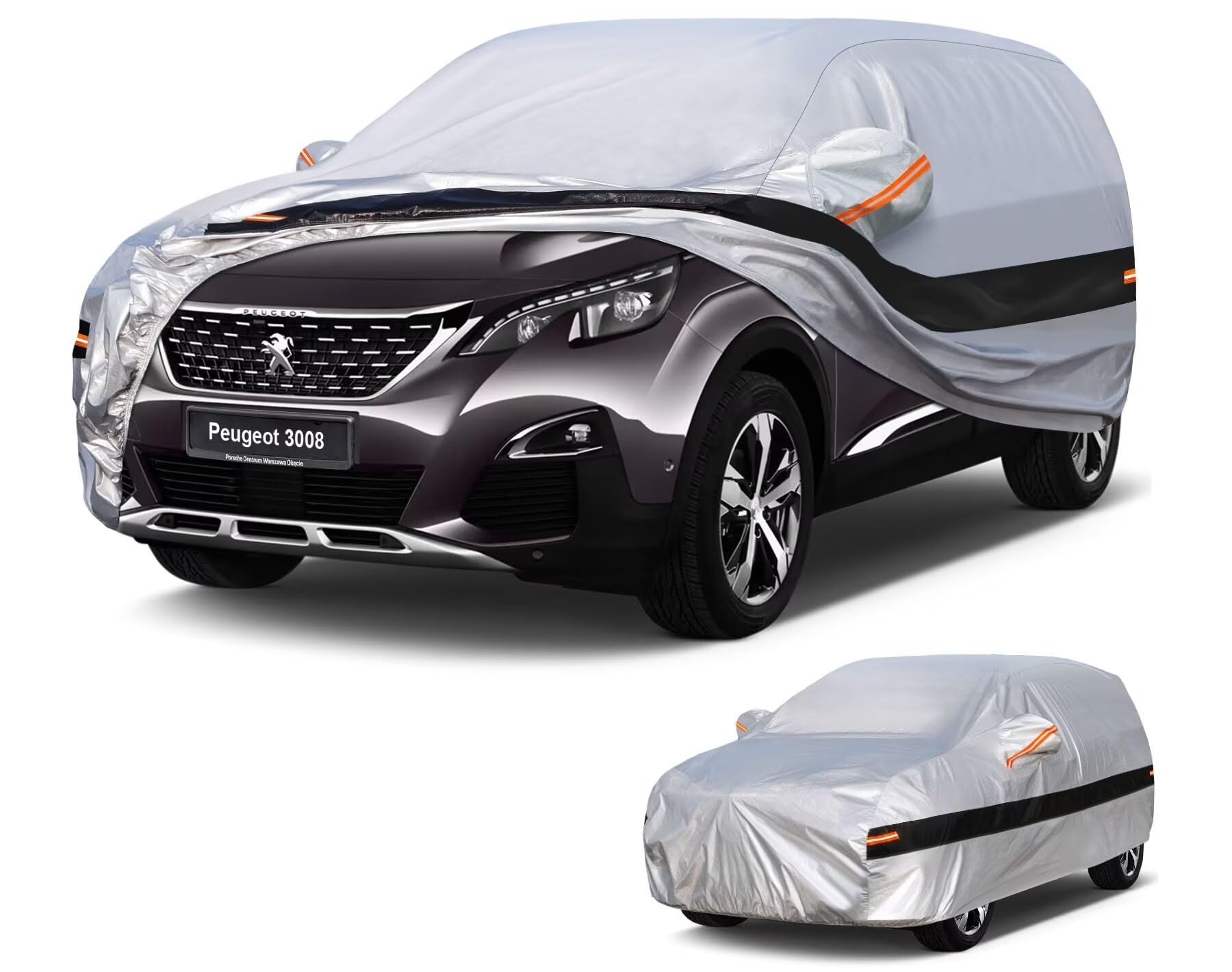 Holthly 10 strati Telo Copriauto SUV per Peugeot 3008(2009-2025),100% copertura auto impermeabile,Telo Copri Auto per Esterno,impermeabile,protezione UV,antivento,antipolvere.