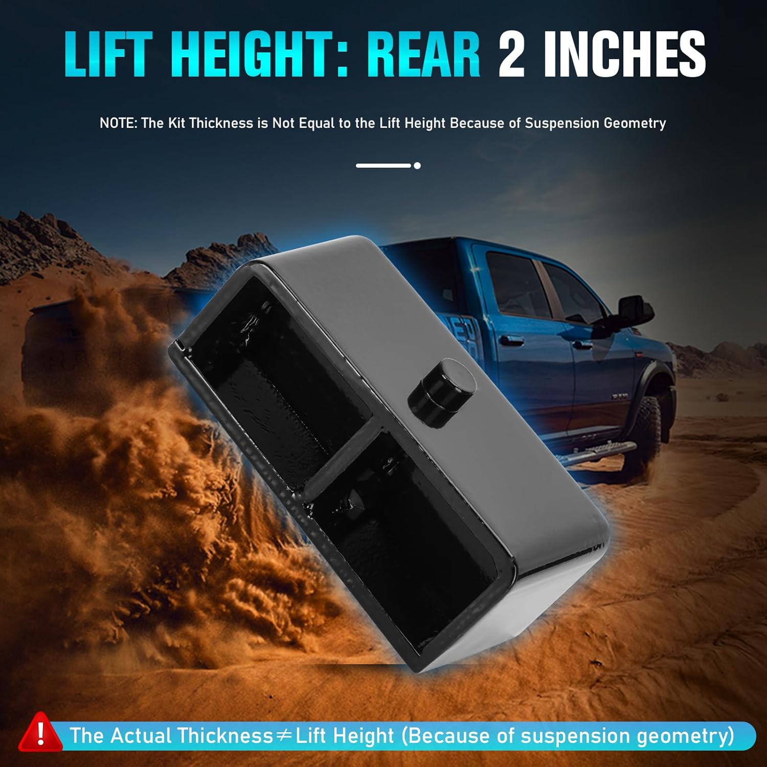 2" Rear Leveling Lift Kit for Chevy Silverado GMC Sierra 1500HD 2500HD 3500HD 2000-2010, 2inch Rear Lift Block Kit with U-Bolts for 2001-2009 Chevy Avalanche 2500 2000-2010 Suburban Yukon XL 2500