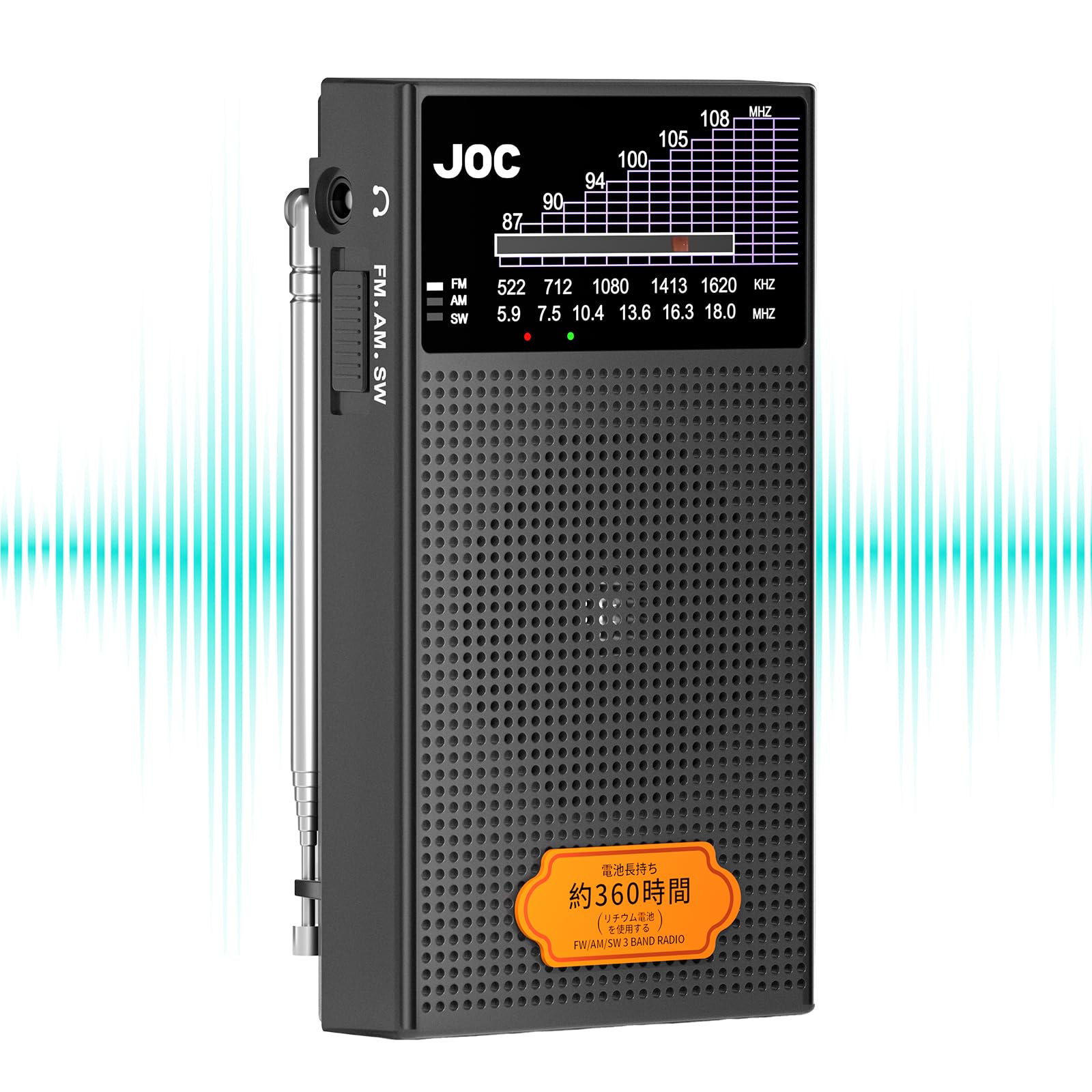 Mini Radio portátil con mosquetón y Antena retráctil para Viajes, Senderismo y emergencias, Radio Am/FM/SW