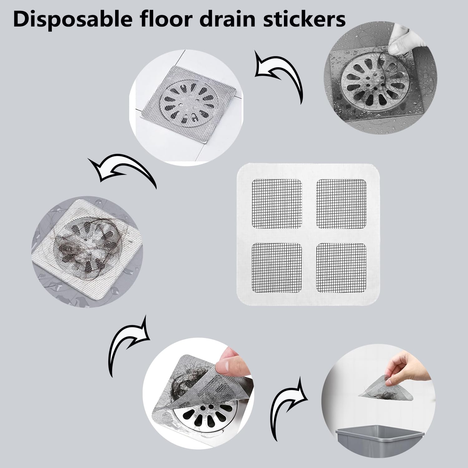 Capot De Drainage De Douche Attrape-cheveux, Protecteur D'évacuation En Maille Facile à Nettoyer Et Bonnes Poignées Pour Baignoire/évier/plancher