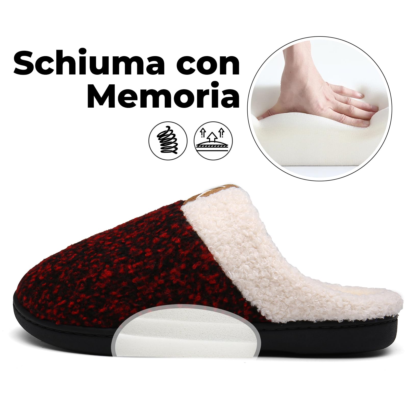 Mishansha Pantofole Donna Uomo Memory Foam in Caldo Cotone Scarpe da Casa