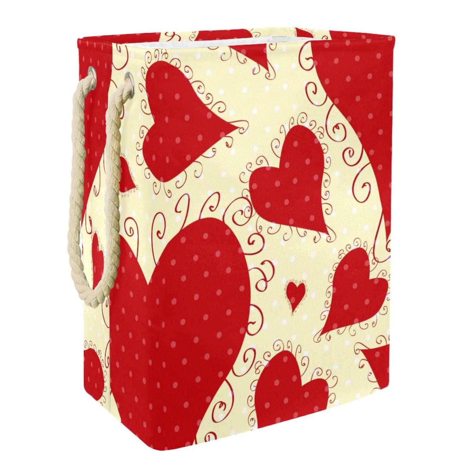Panier à linge imperméable pliable cœur rouge à poignées