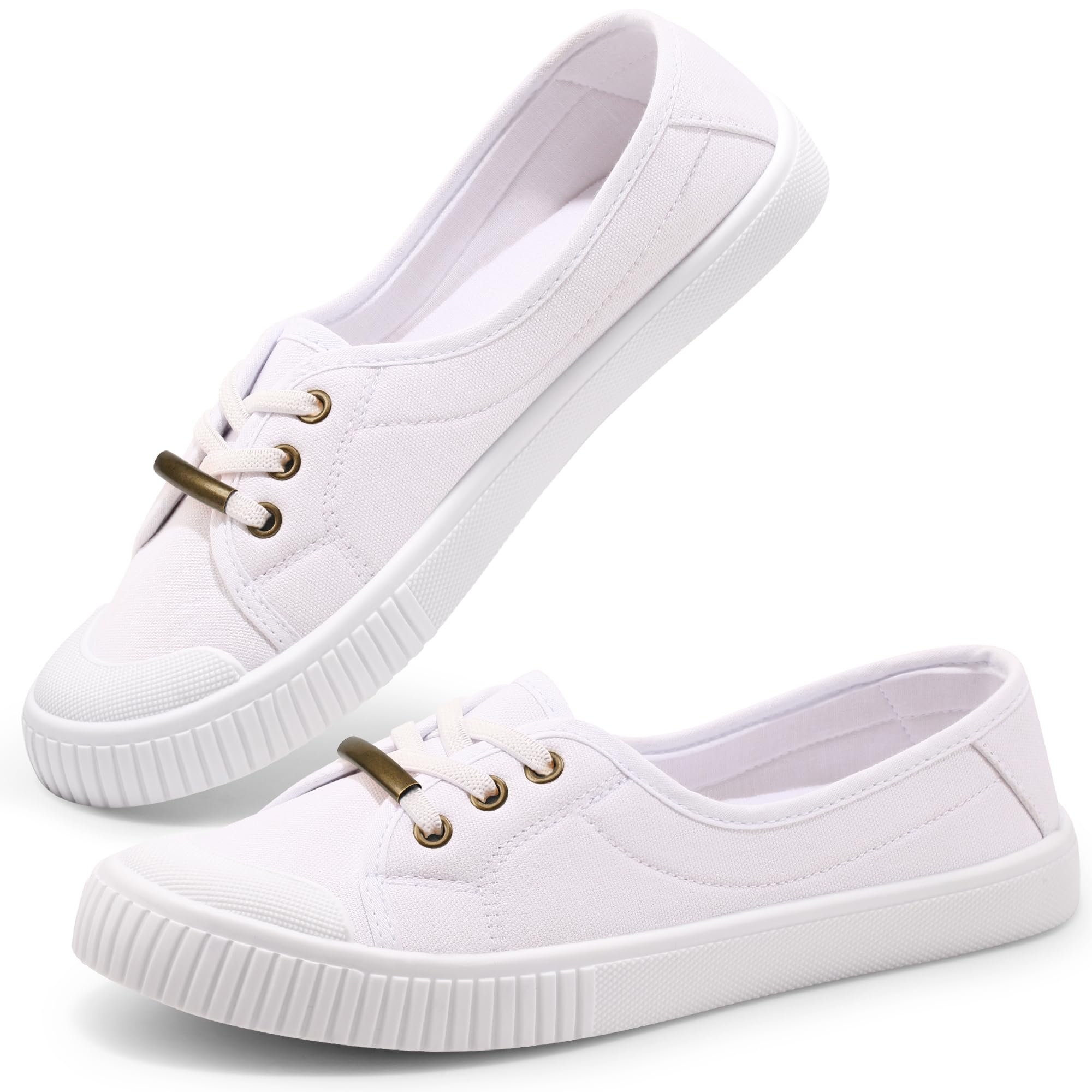 Womens Canvas Shoes Ladies Fashion Plimsolls Soft Trainers Low Top Slip on Sneaker