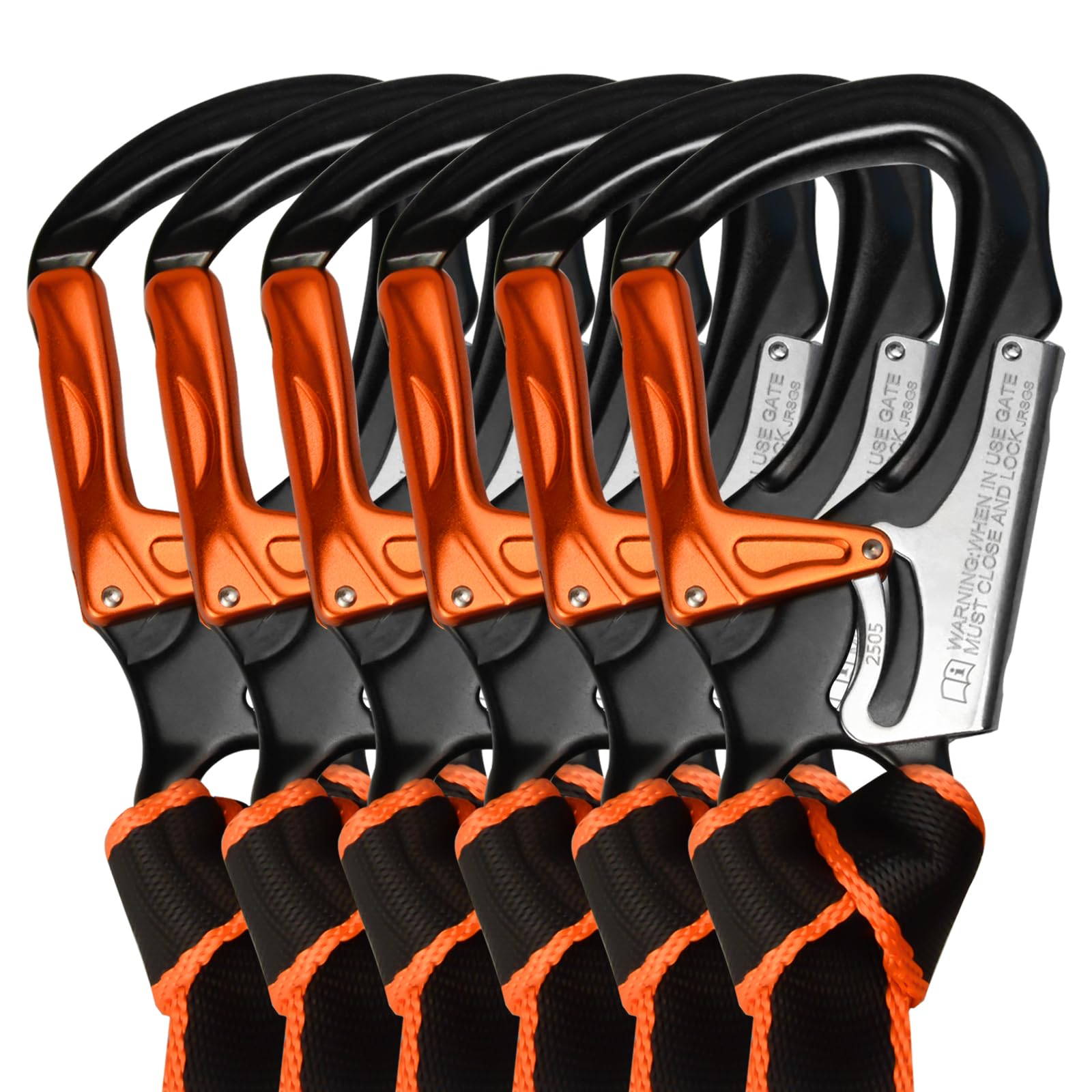 Arborist Speedline Kit 26" (6-Pack) - 29kN 1" Webbing & 35kN Double-Action Snap Hook, Heavy Duty Sling for Climbing, Rigging, Professional Tree Work Gear, Orange