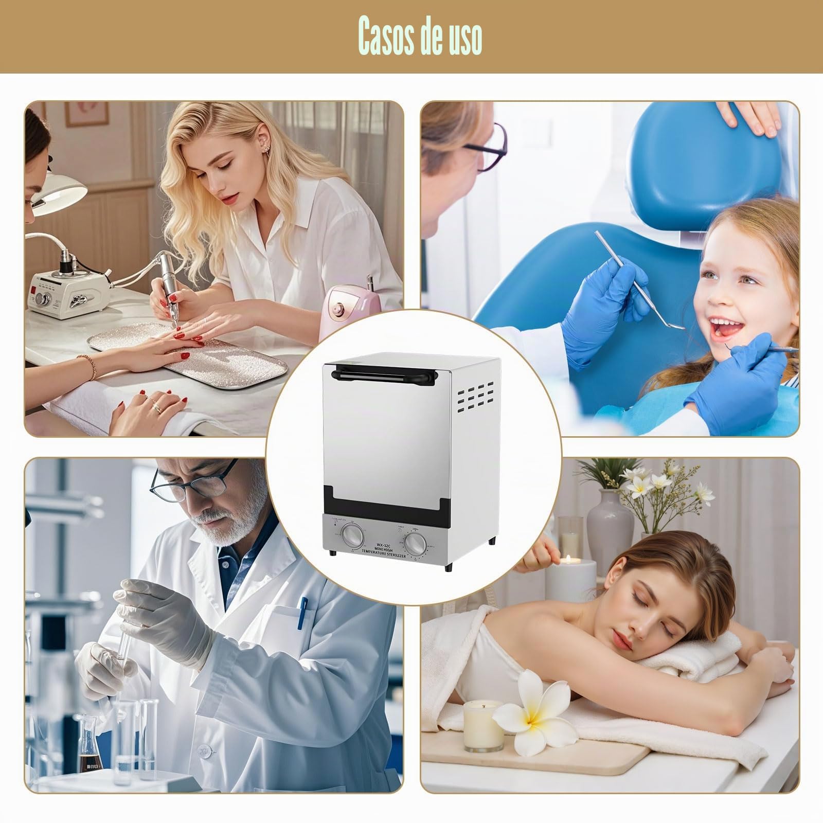 Esterilizador autoclave de gran capacidad de 12L, 1000 W, doble calentador en seco por infrarrojos, temporizador de 30 minutos y ajustable a 250°, esterilizador en autoclave para herramientas de uñas