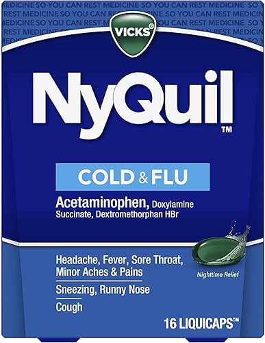 Nyquil Liquicaps - Liquicaps de 16 quilates, tamaño DXM, 16 unidades, color Nyquil Liquicaps