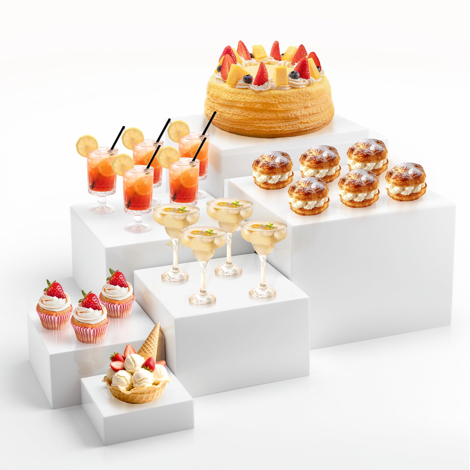 Lot de 6 Présentoir Aperitif Buffet, Support Buffet en Acrylique à Gâteaux, Présentoirs pour Aliments, Desserts, Bijoux, Figurines, pour Table de Fête, Décoration
