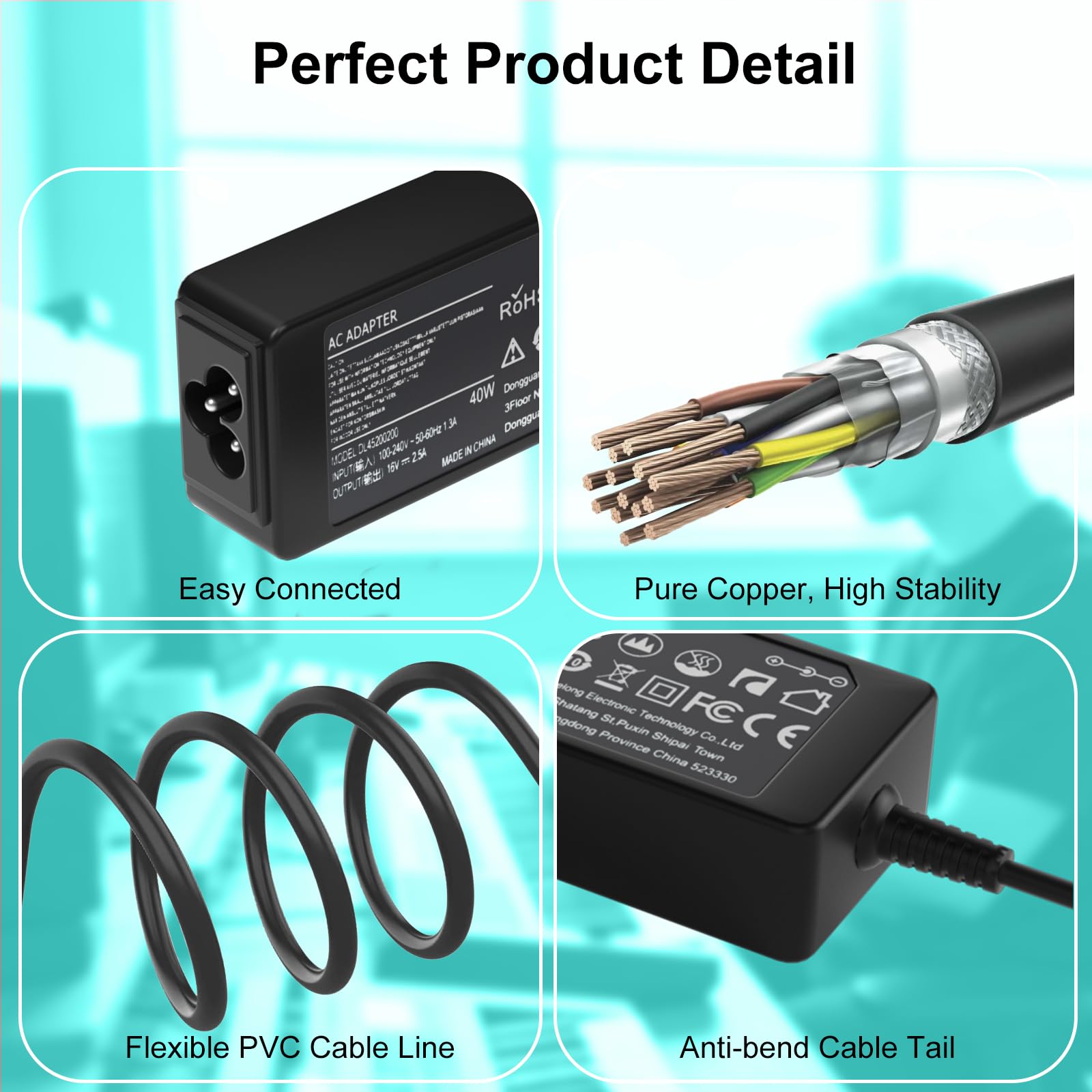 Cargador Adaptador 16V Compatible con Yamaha PA-300 PA-301 PA-300B PA-300C P-120S PSR PSR-S PSRS PSR-1000 PSR-S500 PSRS700 PSR-S900 Teclado Piano CA/CC Fuente de alimentación