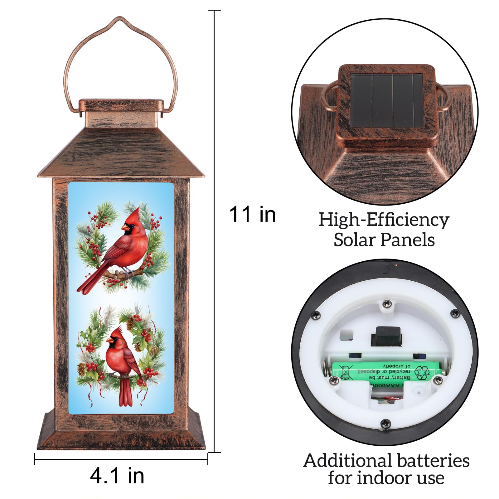 Solarne lampiony z motywem kardynalskim, wodoodporne, dekoracyjne światła do ogrodu, prezenty urodzinowe dla kobiet, mamy i babci, solarne lampy wiszące LED na podwórko, patio, trawnik i werandę