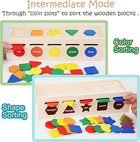 Miniatura 3 de Montessori - Juguete de madera para clasificar y combinar para niños pequeños de 1 a 3 años, bebés a partir de 12 meses, juego de aprendizaje de