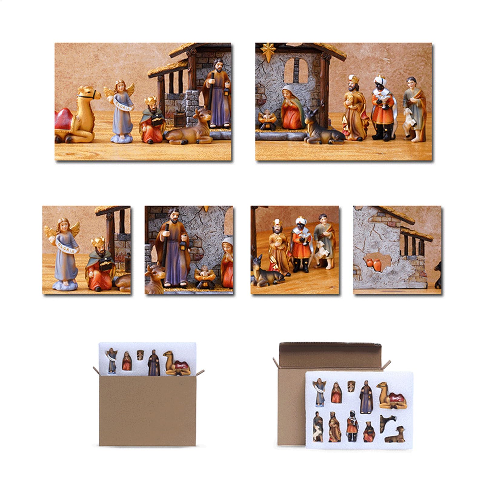 Christmas Nativity Zestaw Wnętrz Figurki Religijna Kolekcja