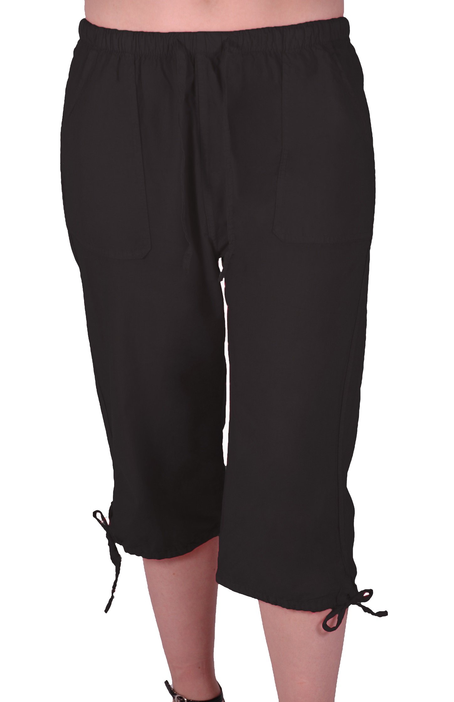 Eye Catch Women's Black Oregon Capri Crop Shorts Pants 3/4 Cropped Trousers Medium