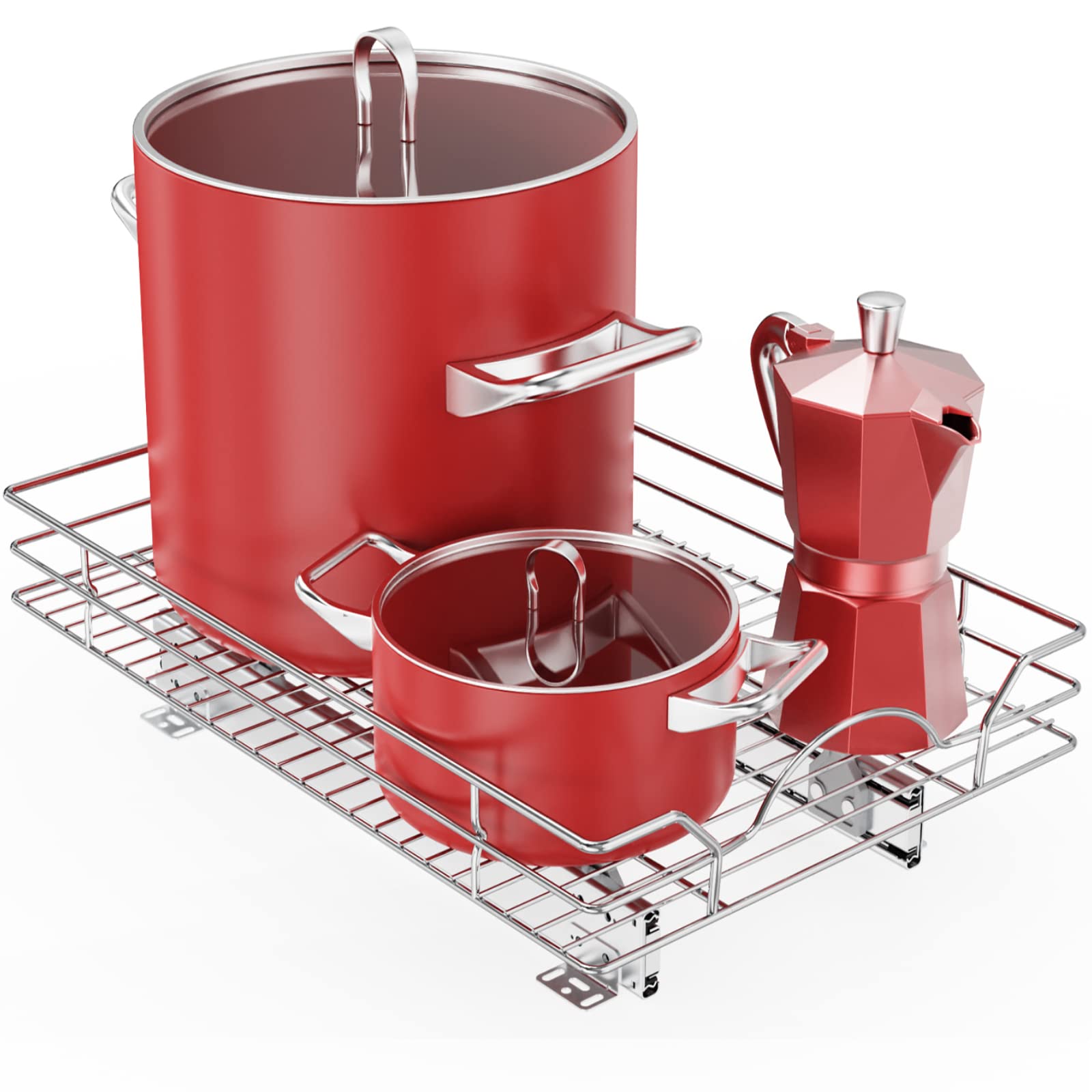 ROOMTEC Pull Out Cabinet Organizer 14"W x 18"D, for Cabinet Pull Out Shelves Cabinet Drawers Slide Out Kitchen Cabinet Organizer Storage Shelves, Fits 15.5" Opening Cabinet