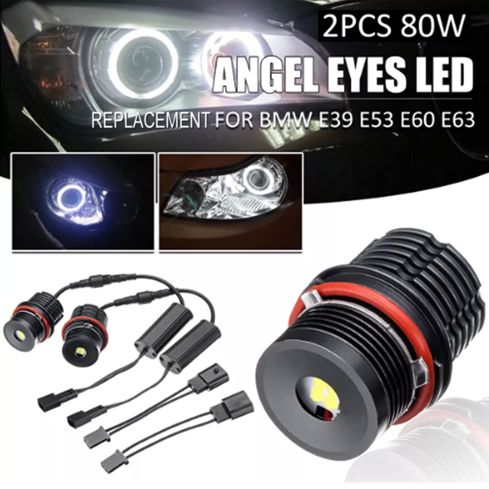Blanc haute puissance 6500 K 40 W/pcs LED Angel Eyes Halo anneau marqueur ampoule de remplacement pour BMW E39 E53 E60 E63