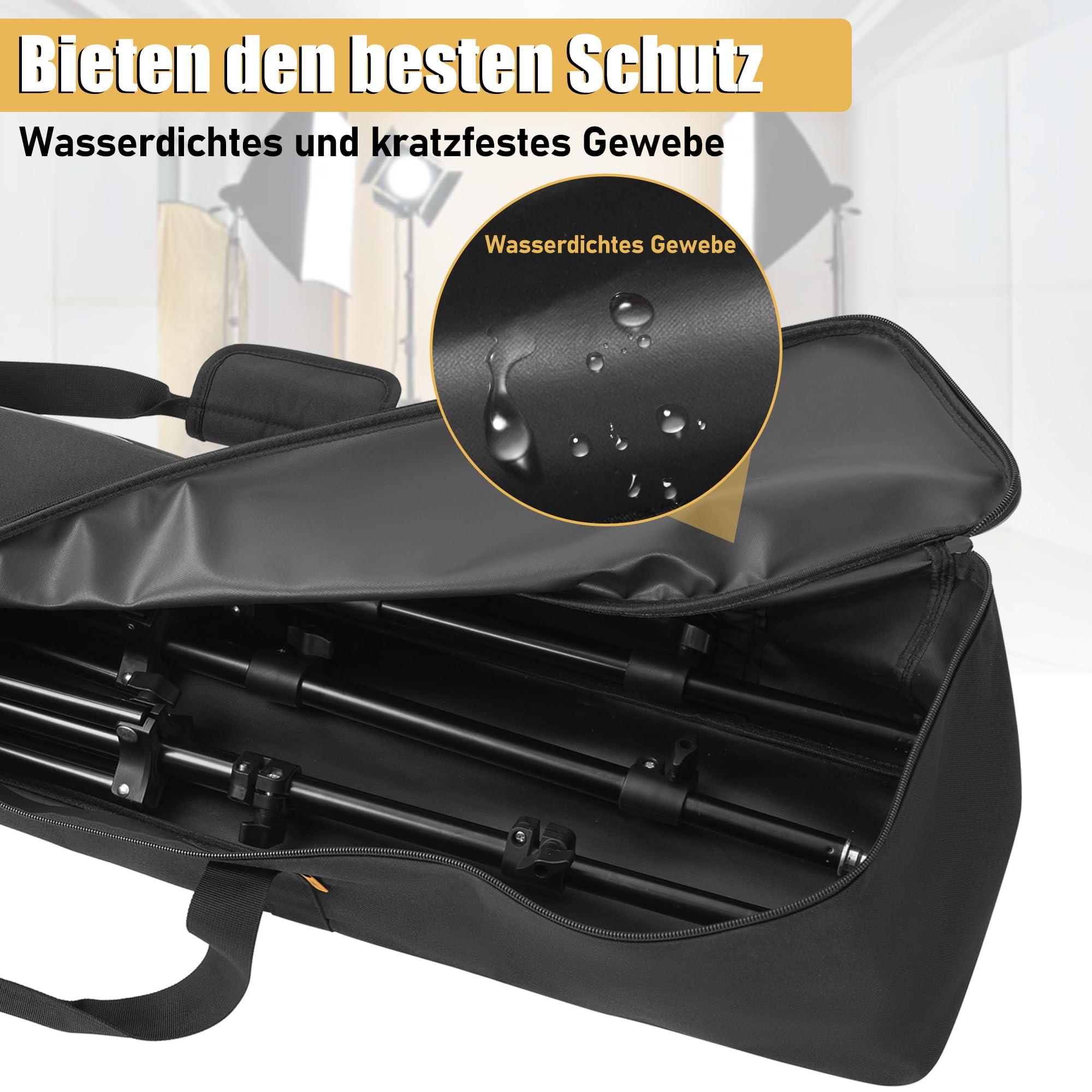 OUUTMEE Sac Multifonctionnel pour trépied 104 x 20 x 20 cm Sac de Transport Robuste avec poignée pour éclairages, Haut-parleurs, caméras, perches, Pieds de Micro, Noir