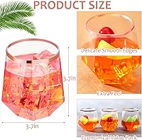 Vista 2 de Nuogo Juego de 40 copas de vino de plástico en forma de diamante, desechables de 12 onzas, vasos de whisky de plástico transparente para cumpleaños