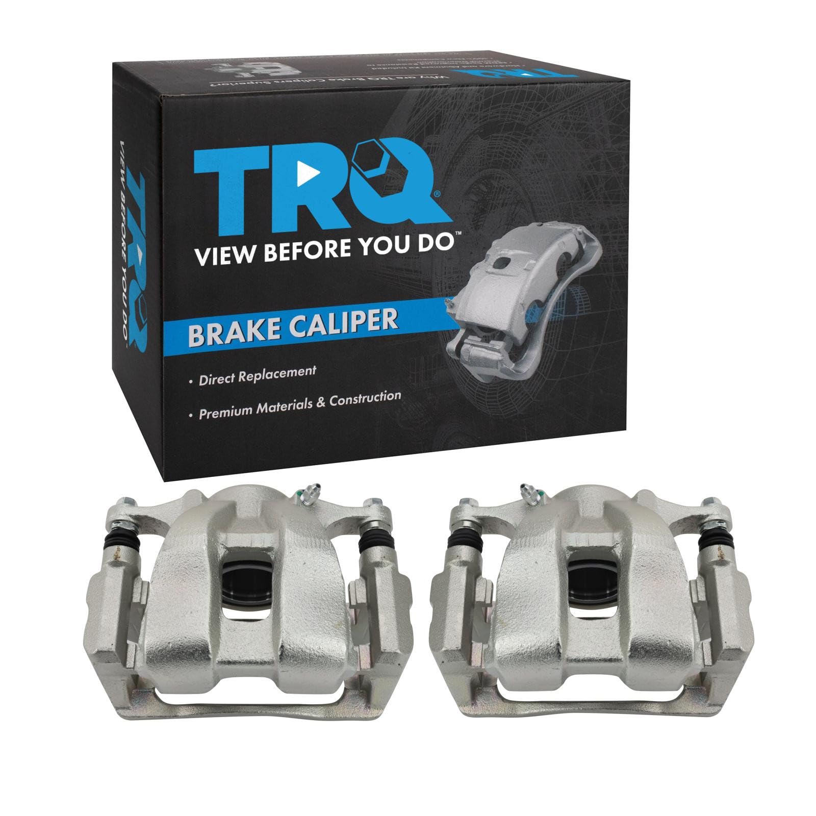 TRQ Front Brake Caliper Set Zinc Coated Brackets