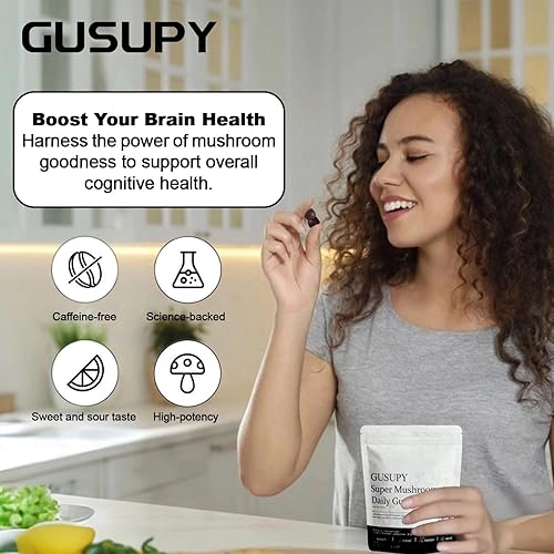 Miniatura 5 de Lions Mane - Gomitas de suplemento de hongos, 12 mezclas orgánicas de hongos con Cordyceps, Reishi, Chaga, suplemento cerebral a base de hierbas con