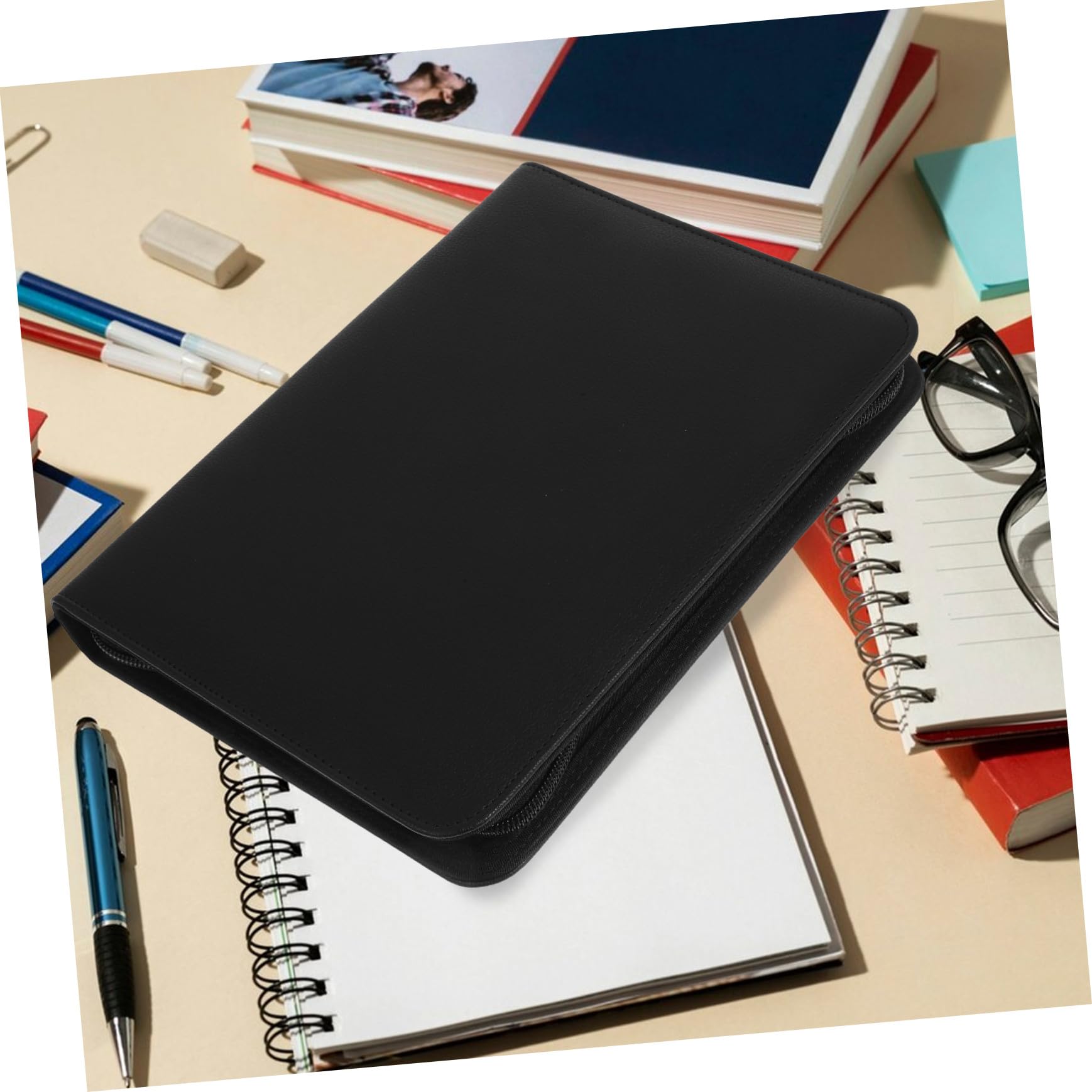 Portafolio Para Mujer Tamaño A5 Cremallera, Carpeta De Negocios Piel Pu, Organizador De Documentos Comerciales Anillas, Bolsa Segura Para Oficina y Uso Profesional