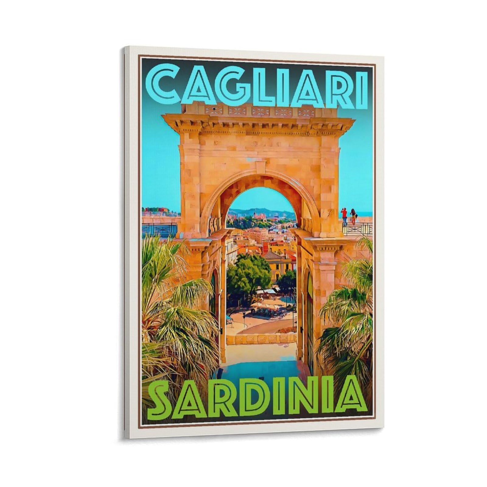LZTEN Poster da parete in stile retrò vintage, motivo: Cagliari - Sardegna, poster da parete per viaggi, vacanze, 12 pezzi