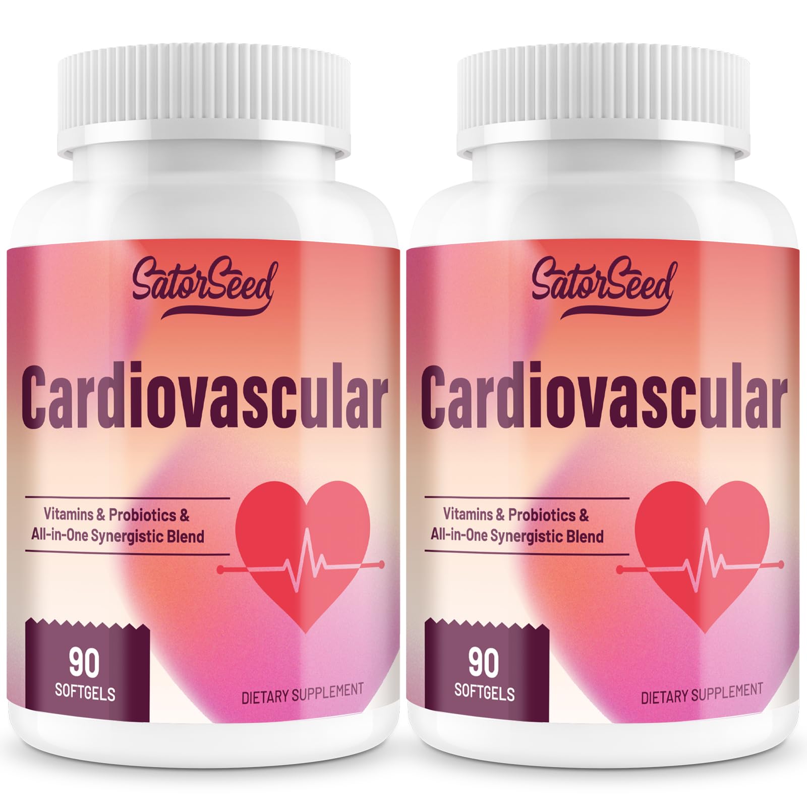 Cardiovascular Supplement 3000MG Multi-Vitamins, Probiotics, Omega-3 & CoQ10 Synergistic Blend for Adults (2 Bottle)