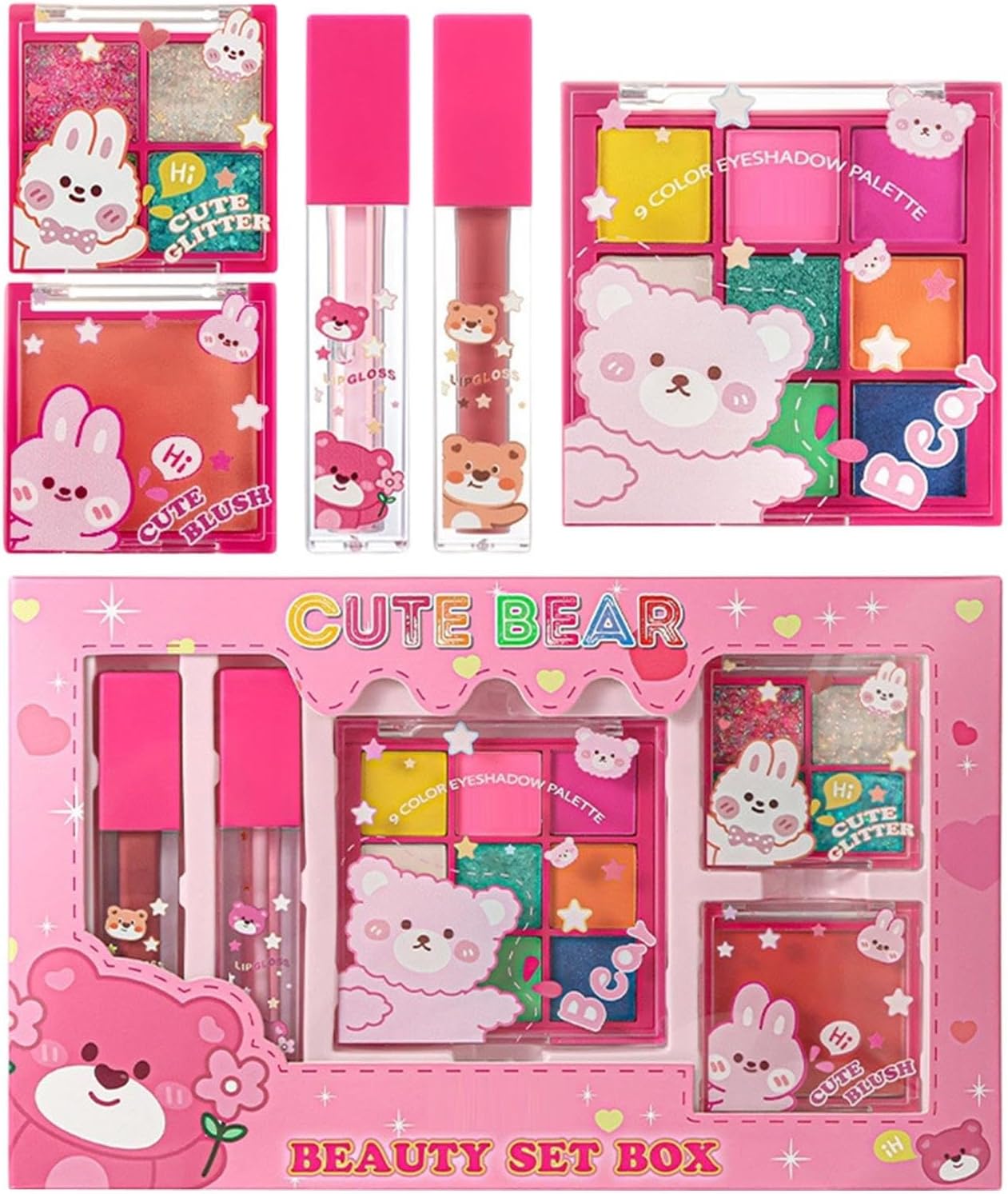 Starter Beauty Collection, Complete Cosmetic Bundle, Color Palette with Cheek Glow Appeal, Youth Friendly Kit with Compact Organizer, Everyday Styling Application for Business Trip