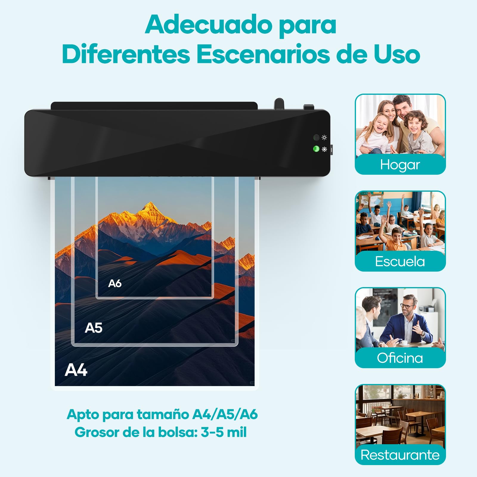 Crenova Plastificadora con Guillotina, Modo Frío y Caliente, Laminadora con 11 fundas de plastificación, Ideal para Colegio Oficina Estudio Fotográfico, Negro