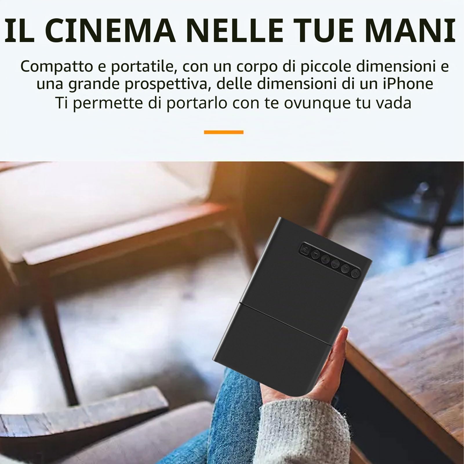 Proiettore di film LED portatile Full 1080P HD, ideale per home theater, compatibile con laptop, telefono e USB - nero