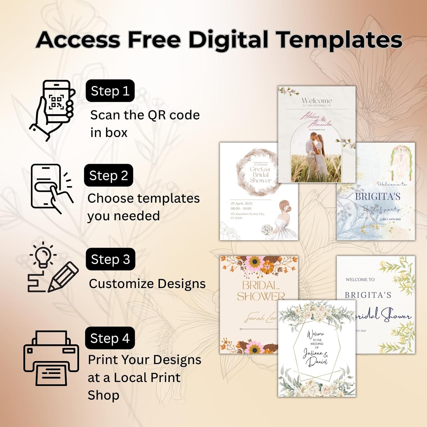 Wooden Welcome Sign Stand, Adjustable Sign Holder Stand, Heavy Duty Wood Easel w/ Poster Design Templates & Leather Straps for Wedding, Bridal Baby Shower, Birthday Party, 62" x 30" x 20"