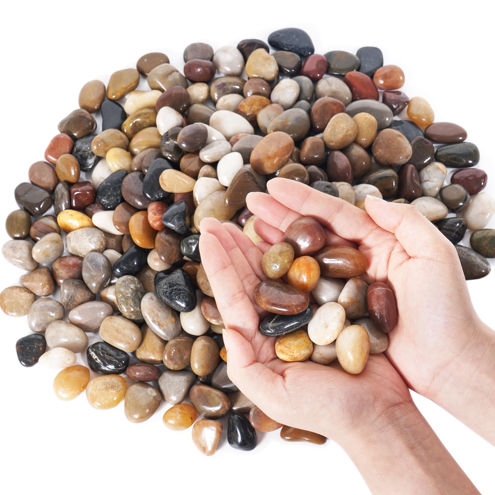 GreatBuddy Flusssteine, gemischte Farben, 3,5 cm, große dekorative Kieselsteine für Garten, Landschaftsbau, Outdoor, polierte Pflanzensteine für Topfpflanzen, Aquariumsubstrat und Vasen, 13,6 kg