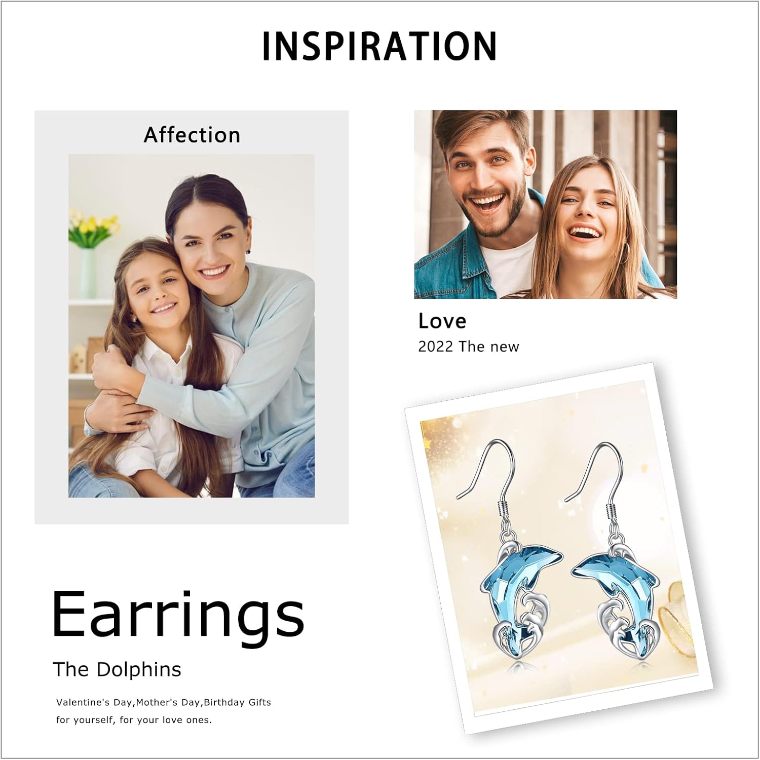 CRMAD Dolphin Earrings for Women Sterling Silver Crystal Dangle Drop Earrings - Image 6