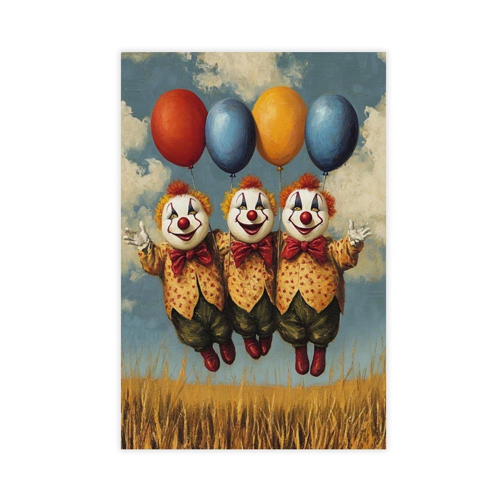 LXWNZE Playful Clowns Circus Art, Juggling Clown Canvas Poster Bedroom Decor Landscape Office Room Decor Gift 24" L X 36" W