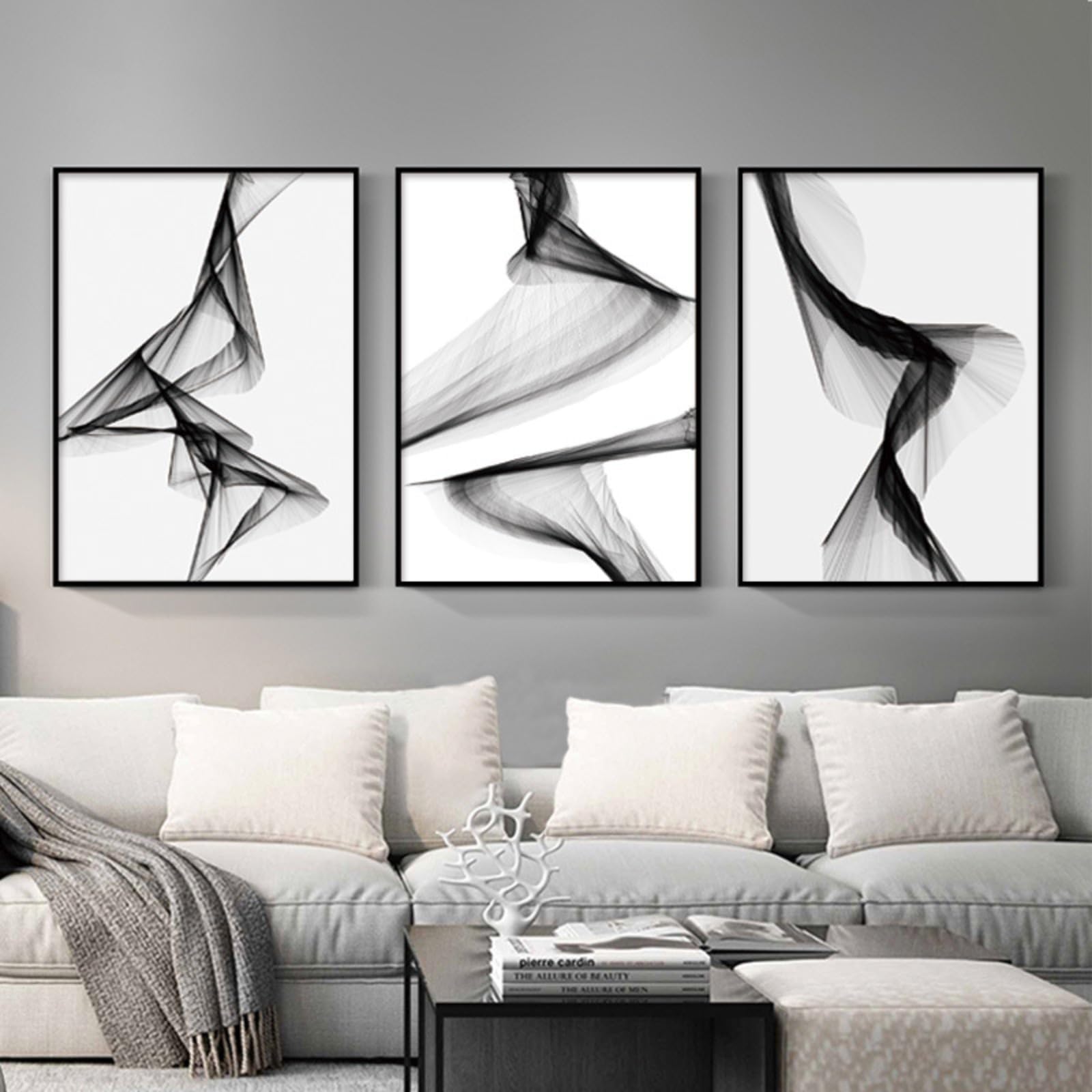 JORCEDI Set of 3 Posters, Black and White Wall Art Posters, Abstract Line Pictures Wall Art,Modern Abstract Wall Art, for Bedroom Living Room Decor Unframed (50x70cm,Black and White 2)