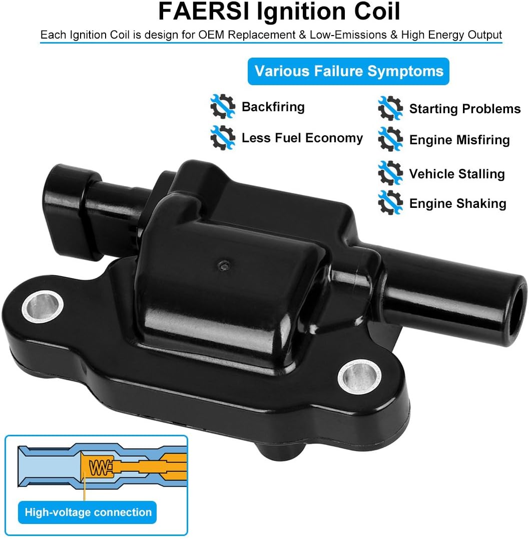 12611424 Pack of 8 Ignition Coils Pack Compatible with Chevy GMC Cadillac Pontiac 5.3L 6.0L V8 - G8 Grand Prix Avalanche Impala Tahoe Suburban Silverado Trailblazer Yukon Replace 12570616 UF413 D510C