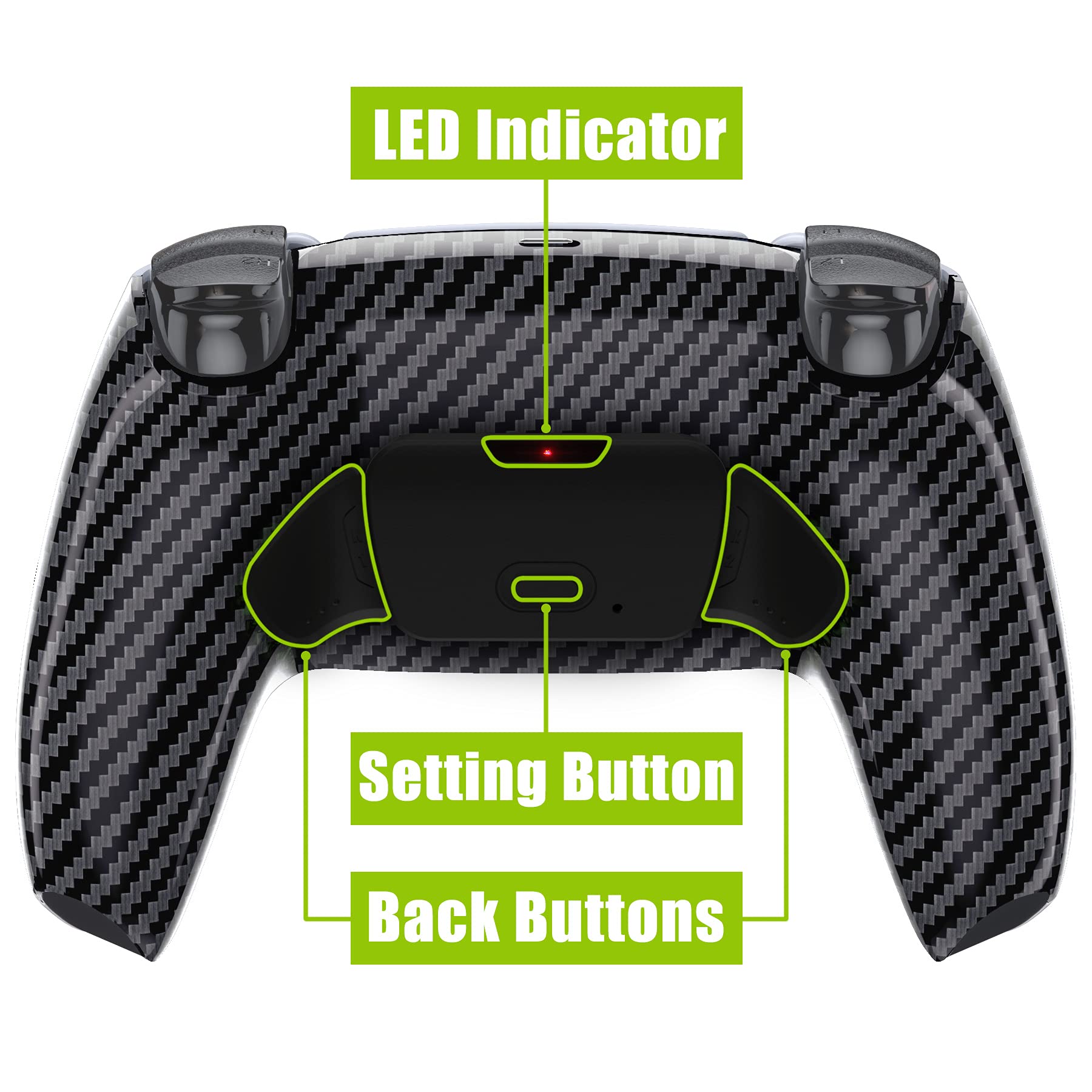 eXtremeRate Rise V3 Remap Kit Programmabile per ps5 Controller,Tasti Aggiuntivi Palette Cover Posteriore Back Button Paddles per ps5 Joystick BDM-030/040/050,Fibra di Carbonio Grafite
