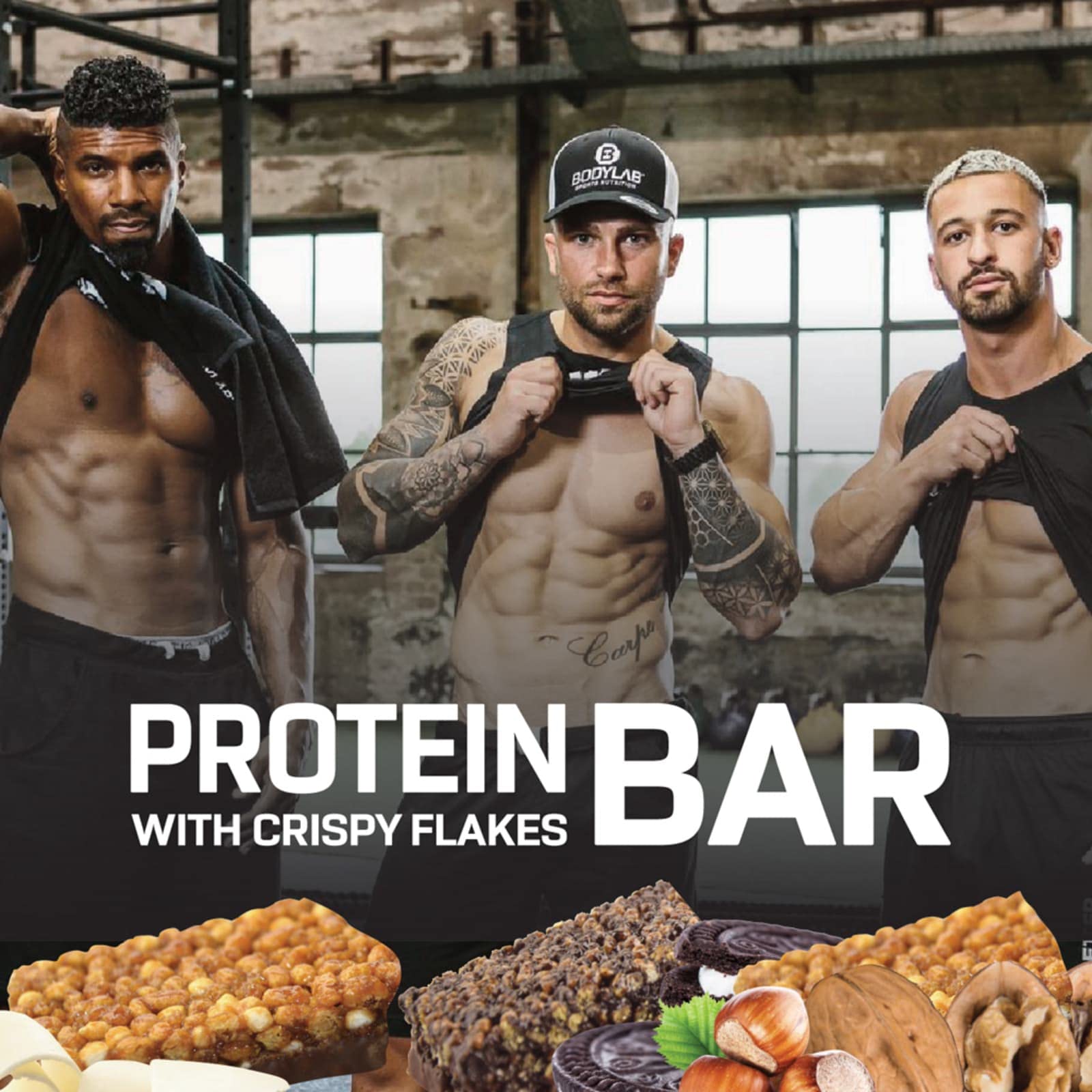 Bodylab24 Crispy Protein Bar Crispy Chocolate 12x65g, barretta proteica con 27g di proteine per barretta, snack fitness a basso contenuto di zuccheri, barretta proteica croccante con tante fibre