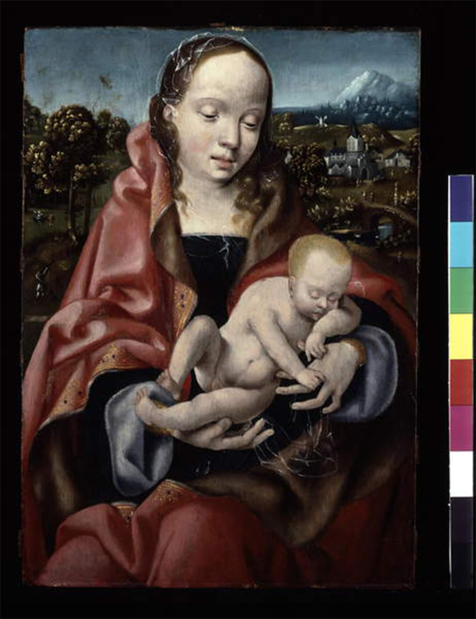 ARTXLXXBN Famous Art Print Poster Vintage Wall Art Virgin and Sleeping Christ Child by Joos Van Cleve Canvas Art Poster for Home Decor 60x90cm