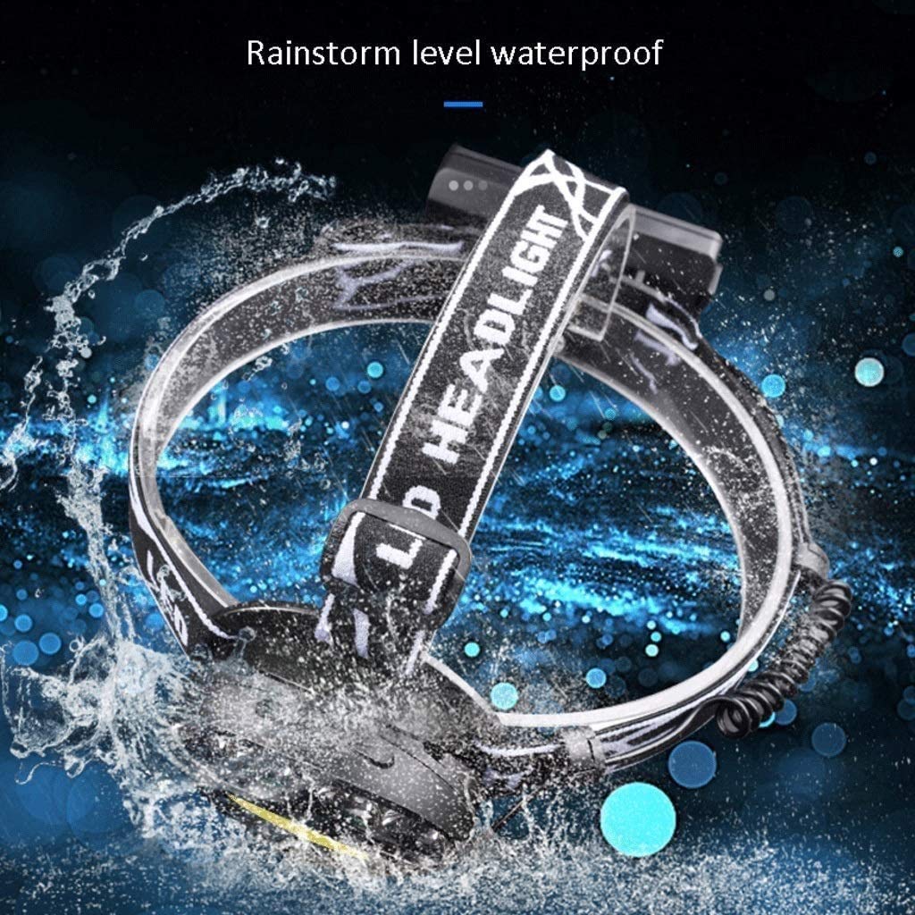 ADITAM ładowalna latarka czołowa, 4 LED USB ładowana wodoodporna latarka czołowa na kemping, piesze wycieczki, na zewnątrz Double the comfort