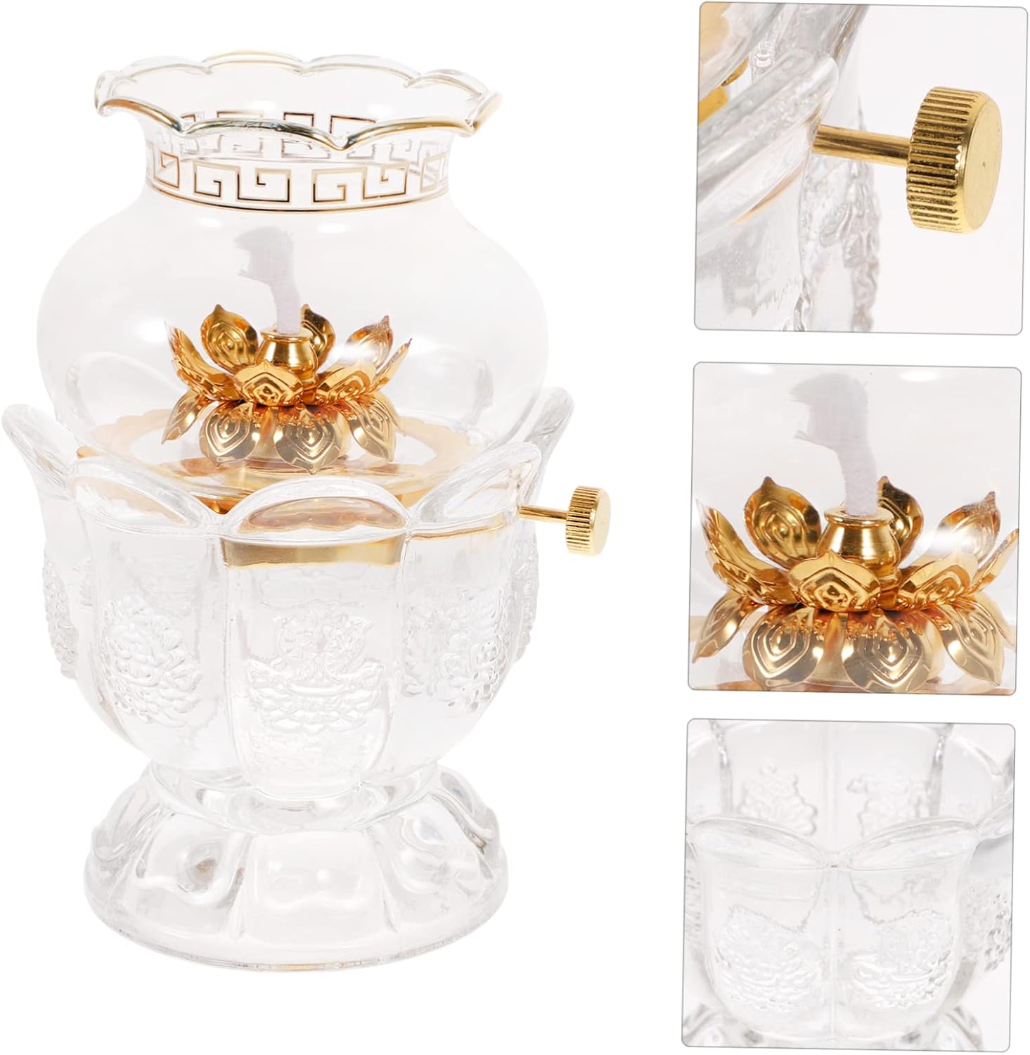 Craftsmanship Buddhist Hall Lamp Windproof Oil Lamp Elegant Home Office Temple Decor