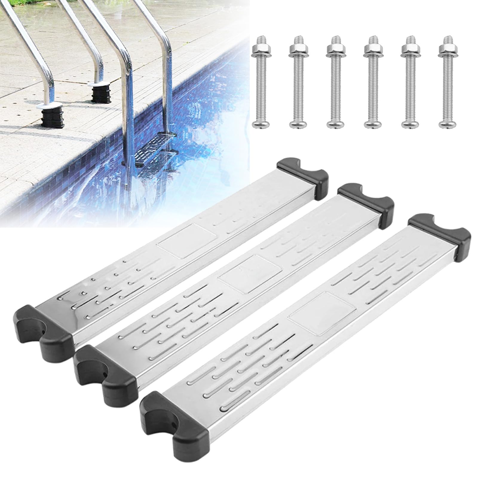 Marches D'échelle Piscine Antidérapante Acier Inoxydable 3 Pièces Pédale échelle Piscine Accessoires