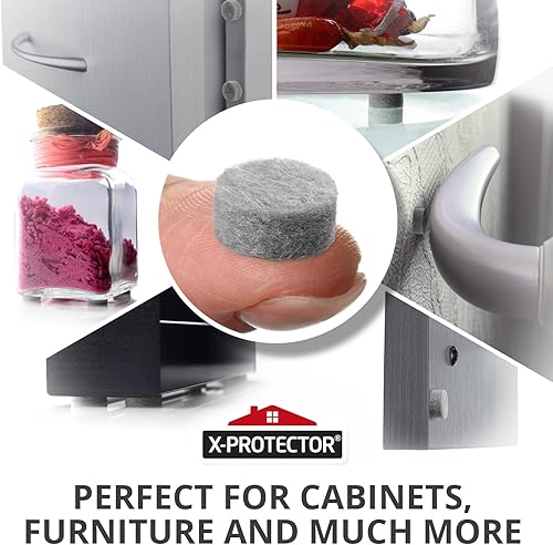 Miniatura 3 de X-Protector - 100 piezas de parachoques para puerta de gabinete, almohadillas de fieltro pequeñas de 38 pulgadas, parachoques de fieltro gris ideal,