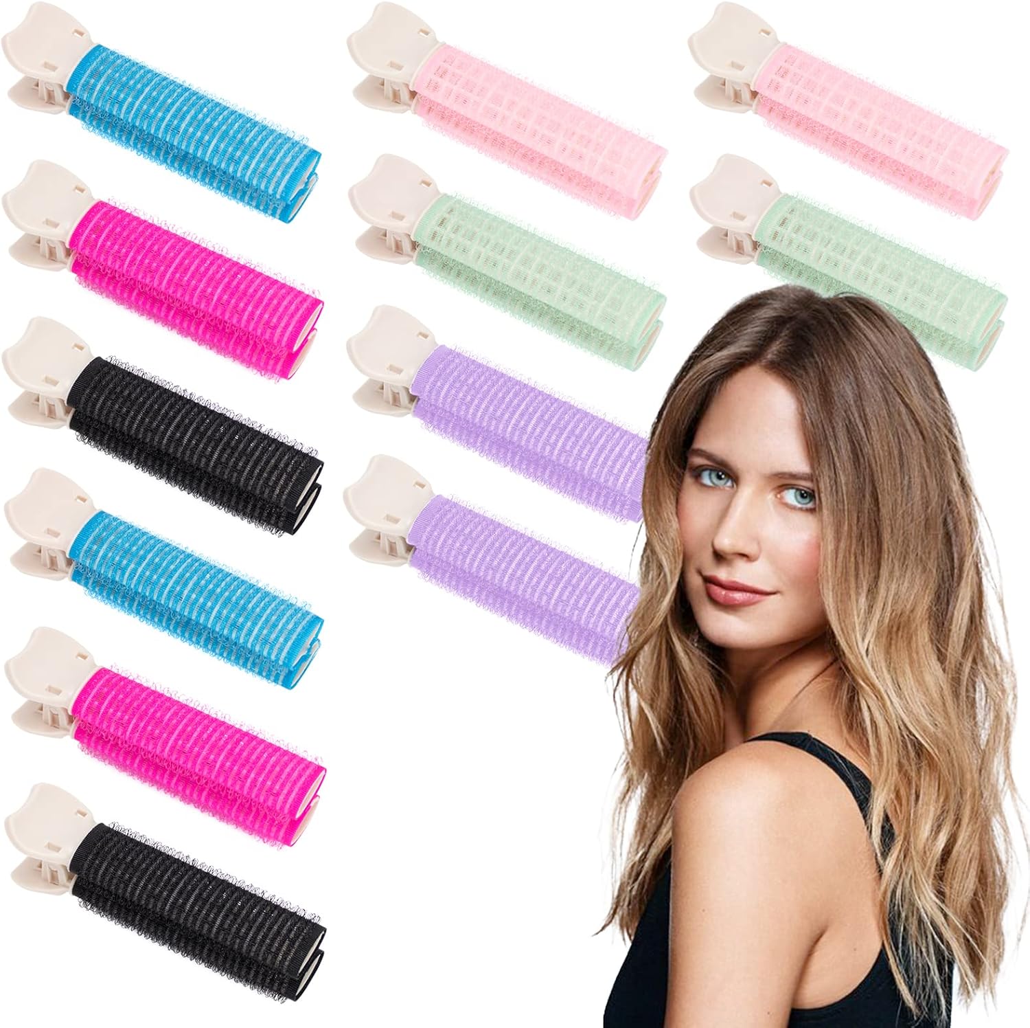 Volumizing Hair Root Clips, 12 Pcs Velcro Rollers For Hair, Velcro Hair
