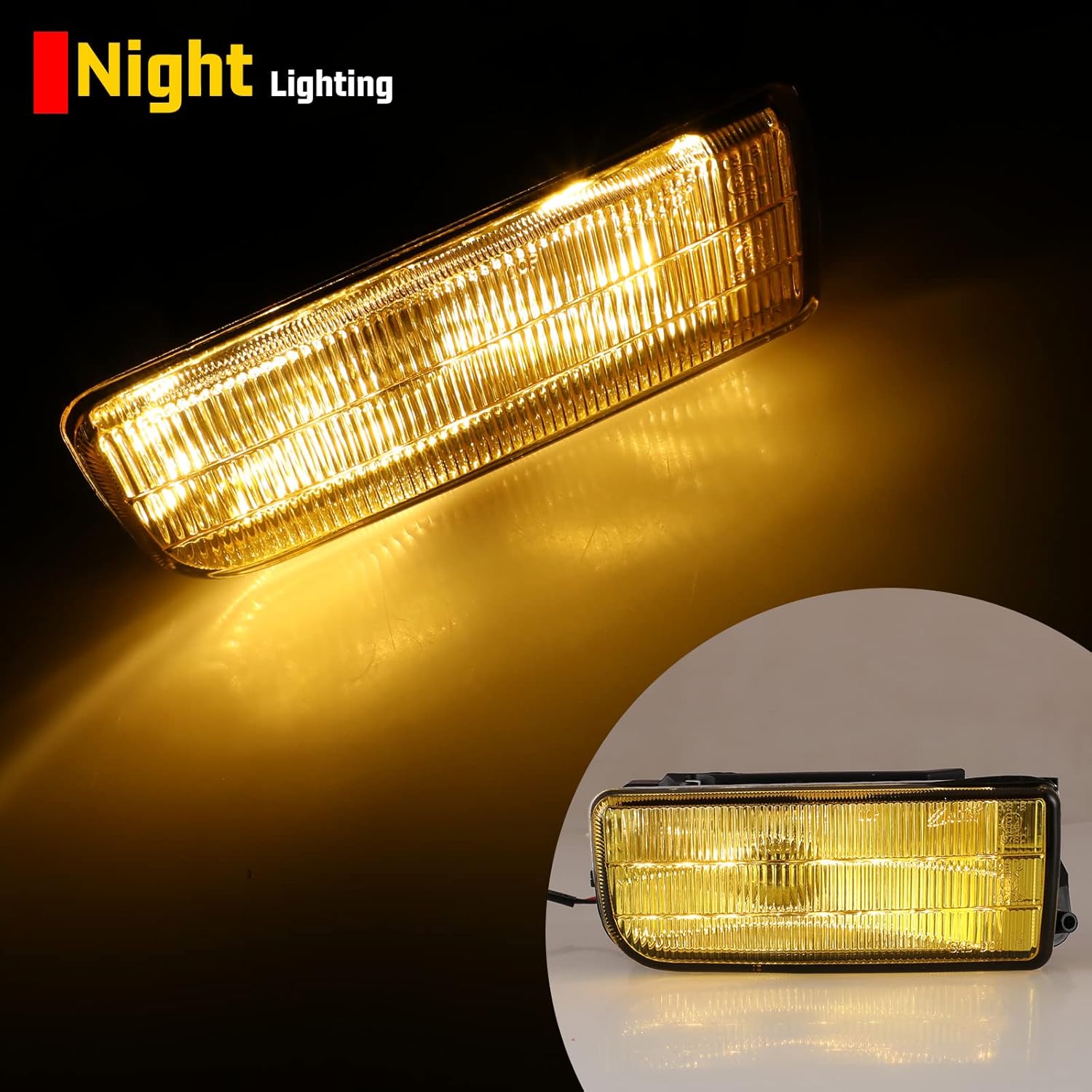 Fog Lights Assembly Compatible with BMW E36 / M3 3 Series 1992 1993 1994 1995 1996 1997 1998 1999 Fog Lamps Replacement with H1 12V 55W Bulbs-1 Pair (Yellow Glass Lens)