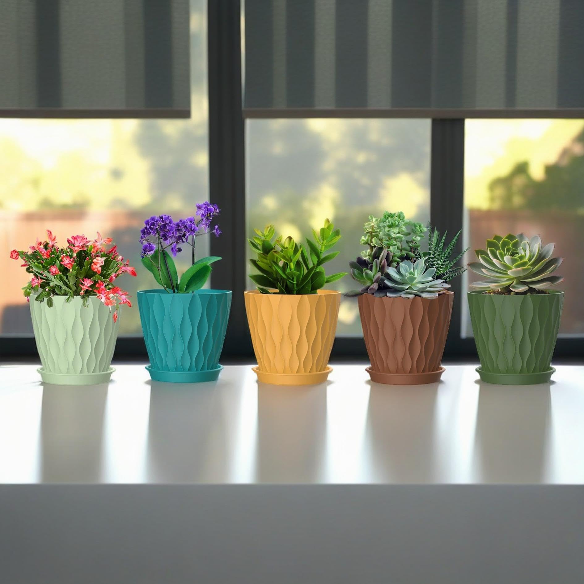 Colorful 4 Inch Plant Pots - 6 Pack -5 Colorful 4 Inch Plant Pots - 6 Pack -5