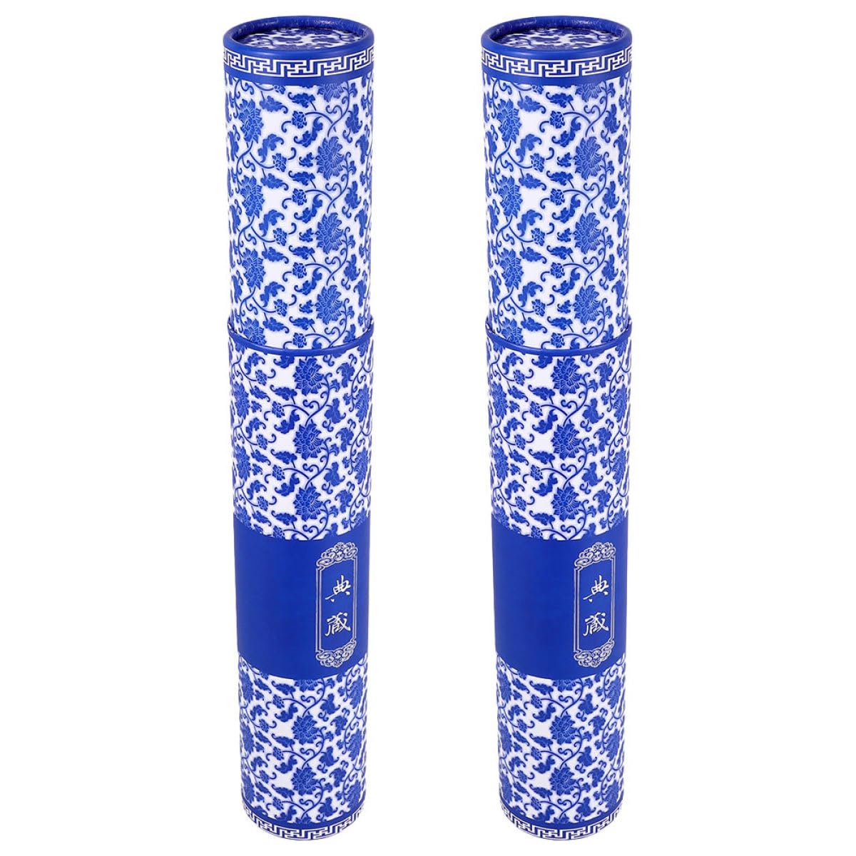 Tube télescopique de rangement bleu en papier rigide pour œuvres d'art x2